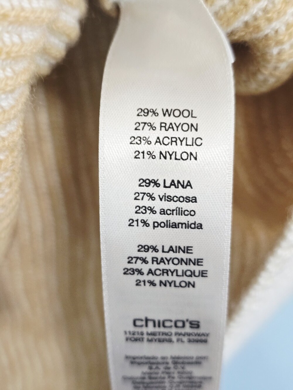 Chico's Cream Ribbed Cowl Neck Sweater - Picture 7 of 8